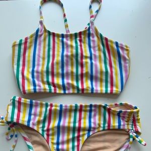 Girls Crewcut Striped Two Piece Swimsuit